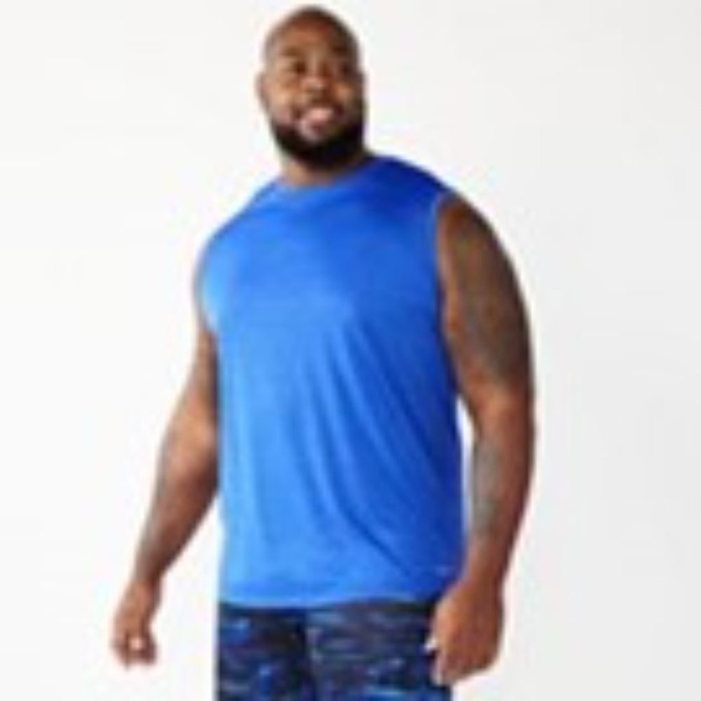 NEW Men's Big & Tall Tek Gear Dry Tek Muscle Tee Blue Size LT